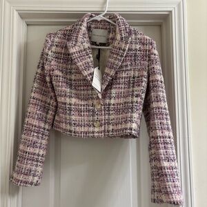 English Factory Pink and Purple Plaid Blazer